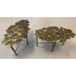 OCCASIONAL TABLES, a pair, bronzed leaf design, 41cm H x 75cm x 43cm. (2) (slight faults)