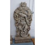 GANESH, contemporary school carved wood study, 168cm H. (with faults)