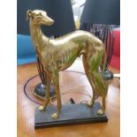 CONTEMPORARY SCHOOL, study of a greyhound gilt finish on stand, 64cm H. (2)