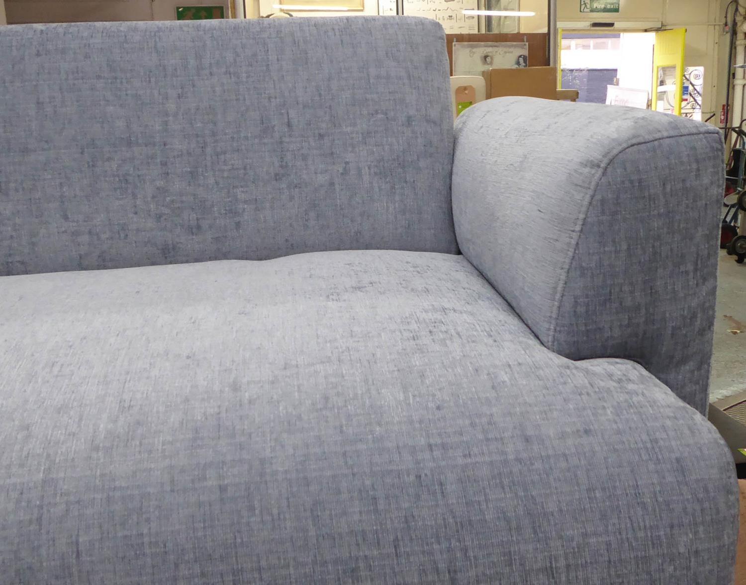 SOFA, contemporary blue fabric upholstered, ebonised feet, 145cm W approx. - Image 2 of 2