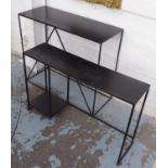 CONSOLE TABLES, a set of two, Largest 90cm x 35cm x 76cm. (2) (with faults)