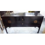 SIDEBOARD, oriental style, black lacquered, 46cm D x 88cm H x 149cm W.