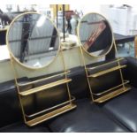 TRAYS, a pair, rattan rims, polished metal interior, 55cm x 31cm x 7cm approx. (2)