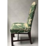 SIDE CHAIRS, a pair, George III style mahogany with Neo Classical urn and swag patterned green