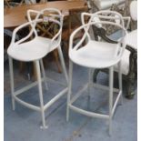 KARTELL MASTERS BAR STOOLS, a pair, by Philippe Starck, 100cm H. (slight faults)