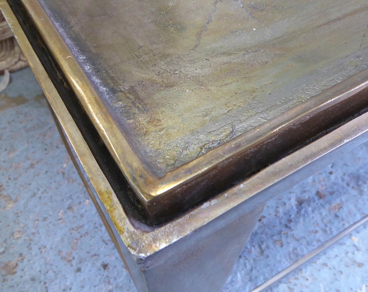 LOW TABLE, the brass tray top on a brass base, 102cm W x 61cm D x 56cm H. - Image 2 of 3