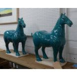 TANG STYLE HORSES, a pair, glazed finish, 52cm H. (2)