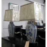 TABLE LAMPS, a pair, Chinese export style blue and white, 76cm H. (2)