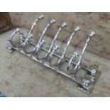 COAT RACK, polished metal, ten hooks, 57cm L.