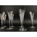 CHAMAGNE GLASSES, a set of seven, Waterford crystal. (7)