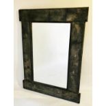 ZINC WALL MIRROR, industrial style zinc panelled frame, 64cm x 110cm H.