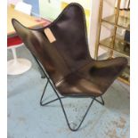 BUTTERFLY STYLE CHAIR, after Bonet, Kurchan and Harody, leather finish, 93cm H.