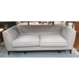 BESPOKE SOFA LONDON SOFA, grey fabric upholstered with satin piping, 198cm W approx.