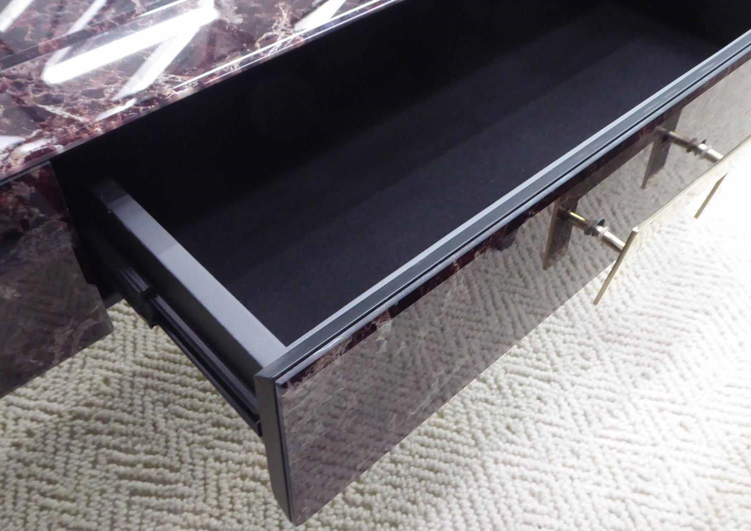 COCKTAIL TABLE, simulated marble top on gilt metal frame, with one drawer, 22cm x 75cm x 47cm. - Image 2 of 2