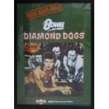 BOWIE DIAMOND DOGS PROMOTIONAL POSTER, promoting the record and cassette tape, 70cm x 50cm, framed