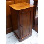 HEAL & SON POT CUPBOARD, Victorian mahogany, with panel door (labeled) 34cm D x 39cm W x 78cm H.