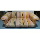 CHESTERFIELD SOFA, Victorian with geometric patterned upholstery on short turned front supports,