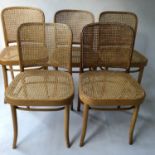 DINING CHAIRS, a set of five bentwood and cane arched backs, 79cm H Tall approx. (5)