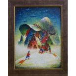 ALEX SHCHERBATYKH 'Surrealist Winter', oil on canvas, 39cm x 29cm, signed, framed.