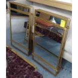 WALL MIRRORS, a pair, gilt metal frames, 81cm x 51cm (2).