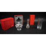 BACCARAT CRYSTAL GLASS, three pieces, including an annick bud vase, a large harmonie flower vase and