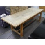 FARMHOUSE TABLE, oak, 82cm D x 77cm H x 218cm L. (with faults)