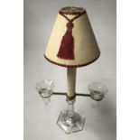 BACCARAT CANDLE LAMP, French baccarat glass and American patent 'Artic' amalgamated candle lamp with