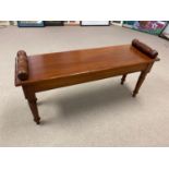 HALL BENCH, Victorian design mahogany, 52cm H x 106cm x 31cm.