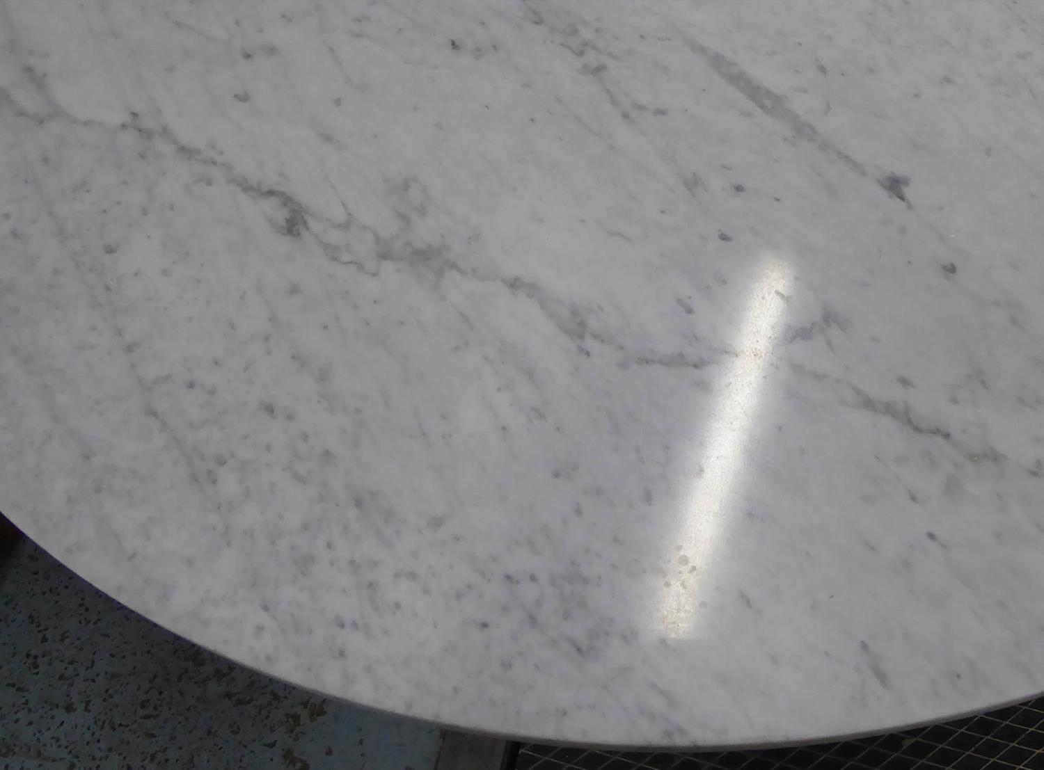 DINING TABLE, circular with a white marble top on a column support, approx 120cm diam. - Image 2 of 2