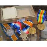 GROUP OF 3 WW1 MEDALS WITH RIBBONS - 3855 PTE A. STIRLING, ROYAL SCOTS & 1 OTHER MEDAL