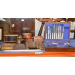 CANTEEN OF CUTLERY & TRAY WITH VARIOUS WOODEN BOXES