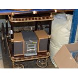 TEA TROLLEY, PANASONIC HI-FI & BAG WITH BEDDING