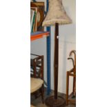 MAHOGANY COLUMNED STANDARD LAMP WITH SHADE