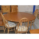 ERCOL LIGHT OAK DINING TABLE WITH 4 CHAIRS