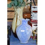 2 LARGE DECORATIVE COLOURED GLASS VASES