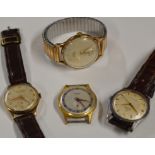 4 VARIOUS VINTAGE WRIST WATCHES - 1 GOLD CASED