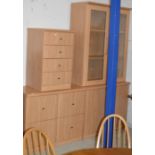 MODERN FURNITURE SET COMPRISING 4 DOOR UNIT, 4 DRAWER CHEST & PAIR OF 2 DRAWER FILING UNITS