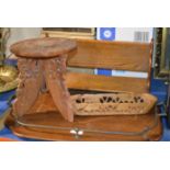 BOOK TROUGH, INLAID TRAY, DECORATIVE WOODEN BOWL & MINIATURE TABLE