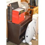 HOSTESS TROLLEY, ELECTRIC HEATER, BISSEL CLEANER, PAPERING TABLE & DESK FAN