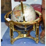 GEM INLAID WORLD GLOBE ON STAND