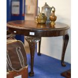 MAHOGANY COFFEE TABLE, PEWTER TEAPOT & QUANTITY BRASS WARE