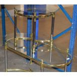 GILT GLASS TOP COFFEE TABLE WITH MATCHING OCCASIONAL TABLE