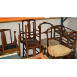 3 VARIOUS PAIRS OF CHAIRS & MAHOGANY SHOE RACK