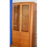 MODERN DOUBLE DOOR DISPLAY CABINET WITH PRESS BENEATH