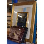 PICTURE, GILT MIRROR, SHOOTING STICK & 2 BRIEFCASES