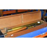 BRASS TELESCOPE WITH WOODEN BOX & TRIPOD STAND