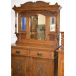 VICTORIAN OAK MIRRORED BACK SIDEBOARD