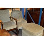 2 OCCASIONAL CHAIRS & FOOT STOOL