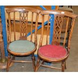 PAIR OF MAHOGANY CHAIRS WITH PADDED SEATS