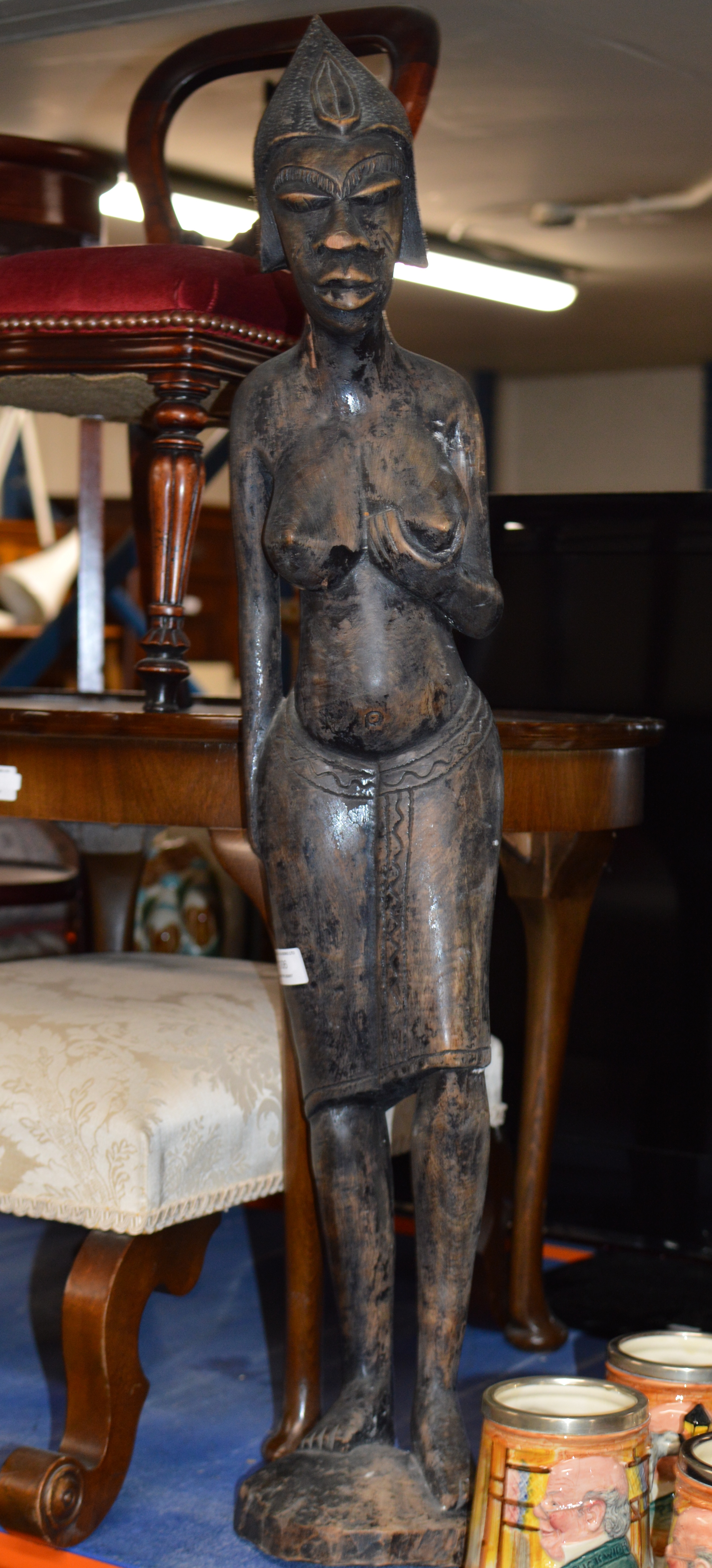 LARGE WOODEN AFRICAN STYLE FIGURINE